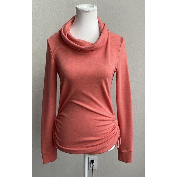 Guess XS Polyester/Rayon Thin‎ Fabric Cowl Neck ORANGE Sweater Shirt Funnel Neck - Picture 1 of 12